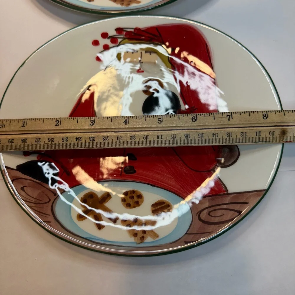 (2) VIETRI OLD ST NICK Cookie Plate Made in Italy Some Crazing Read! Set Of 2
